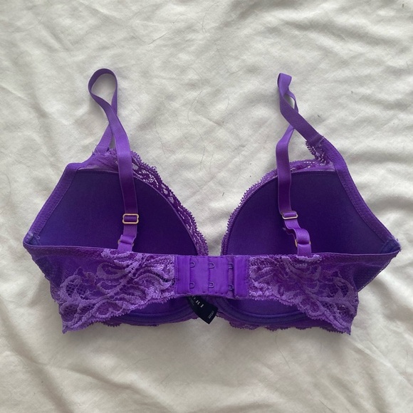 Natori Vibrant Purple Mesh Bra With Lace Trim Size 34 DD - Picture 2 of 4